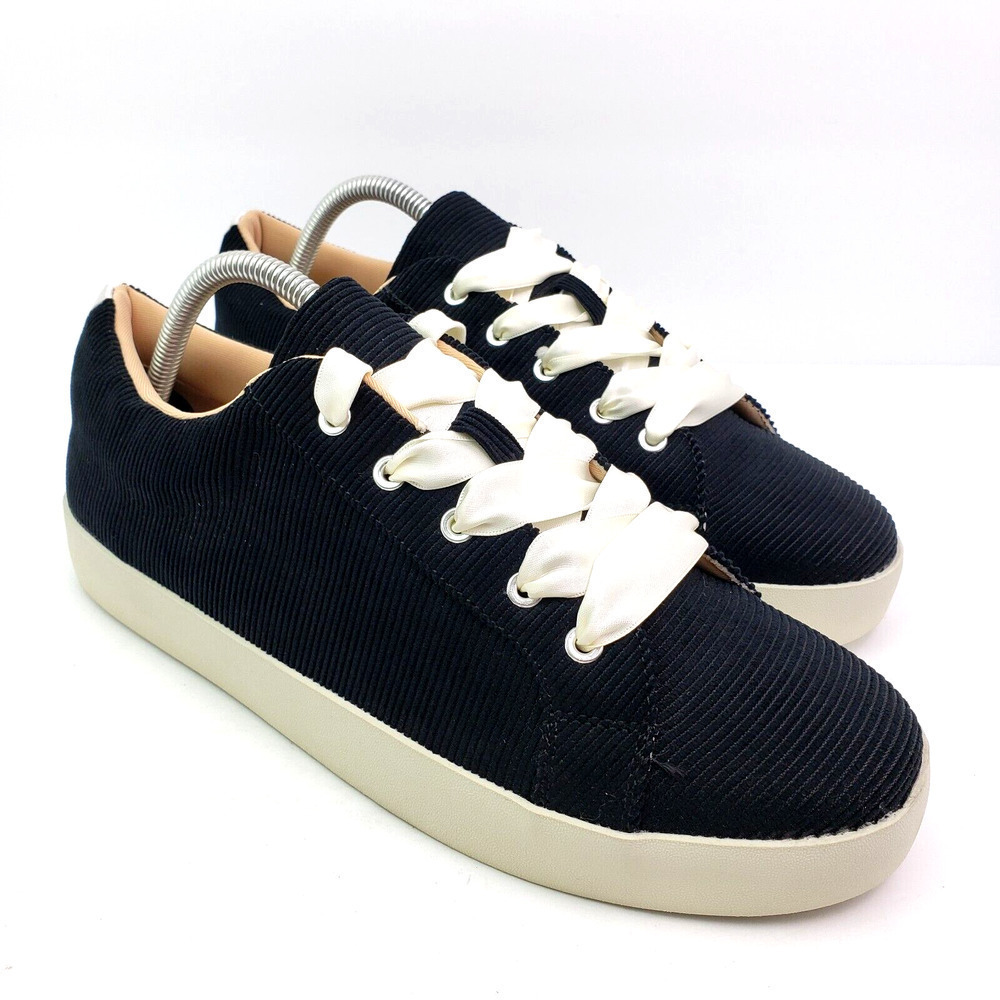 Unbranded Womens Size 11 Black Corduroy Lace Laces Casual Sneaker Shoes